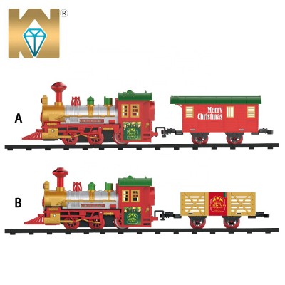 Most popular electric plastic railway christmas car light sound train toy with good quality