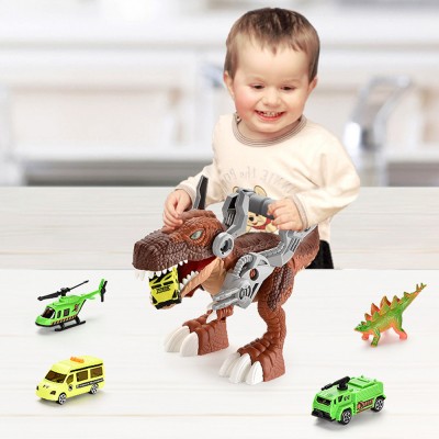 Tyrannosaurus rex in the city dinosaur scene toy high quality PP dinosaur car toy educational dinosaurs toys set for kids